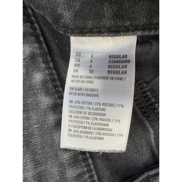 American Eagle Womens High Rise Jegging Jeans 6 Black Denim Stretch Grunge Goth - Picture 5 of 9